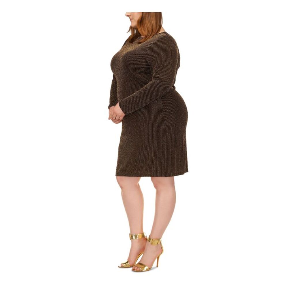 MICHAEL MICHAEL KORS Womens Black Long Sleeve Sheath Dress Plus 2X - Picture 3 of 4